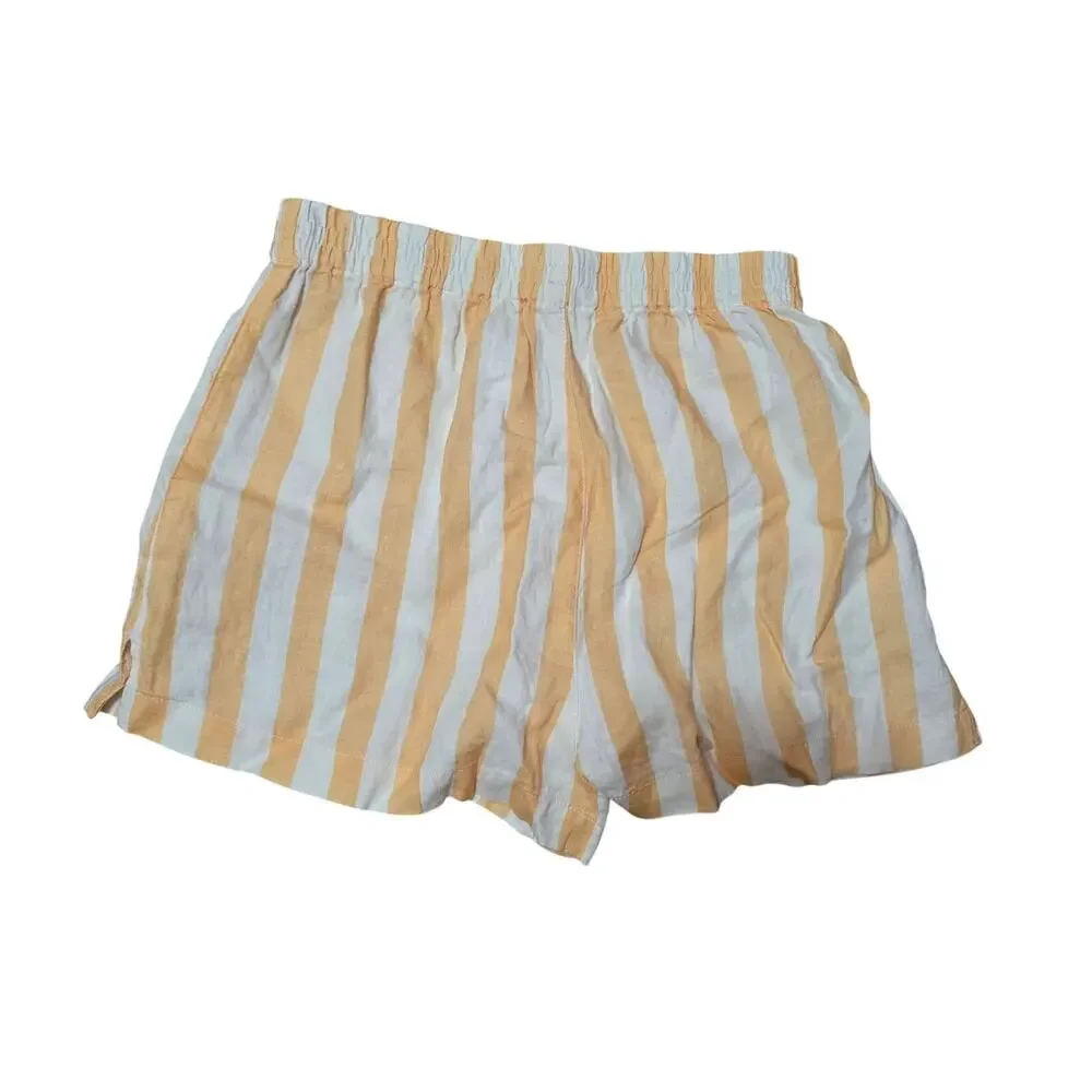 Topshop Women's Orange & Tan Striped Linen Shorts Size‎ 10